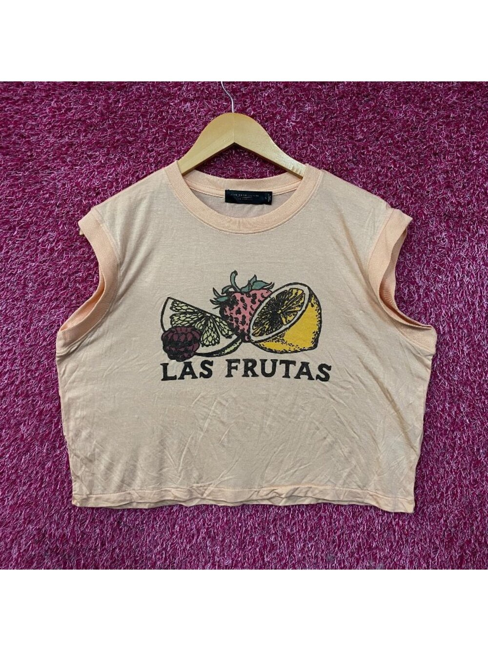 Junk Food Clothing Las Frutas Vintage Style Tissue Women's Crop Tank Medium
